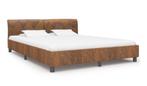 bed kunstsuede-bruin-180x200-cm nieuw in de doos, Nieuw, Overige materialen, 180 cm, Bruin