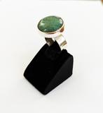 Zilveren ring met een grote chrysopraas, 18 tot 19, Verzenden, Nieuw, Met edelsteen