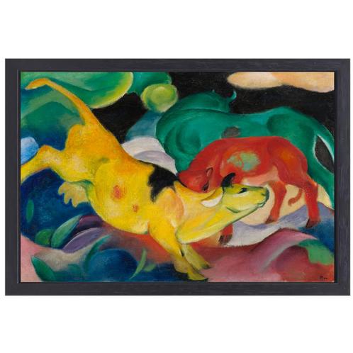 Vaches rouge vert jaune - Franz Marc toile + cadre de cuisso, Maison & Meubles, Accessoires pour la Maison | Décorations murale