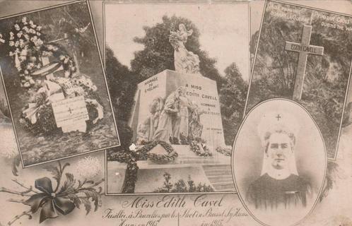 Postkaart Miss Edith Cavel  oorlog 14-18 zie tekst, Verzamelen, Bidprentjes en Rouwkaarten, Ophalen of Verzenden
