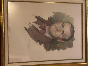 Max MOREAU - aquarelle - portrait d’homme beschikbaar voor biedingen