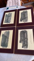 4 Schitterende antieke lithos dieren,vee(koe)placemats, Ophalen