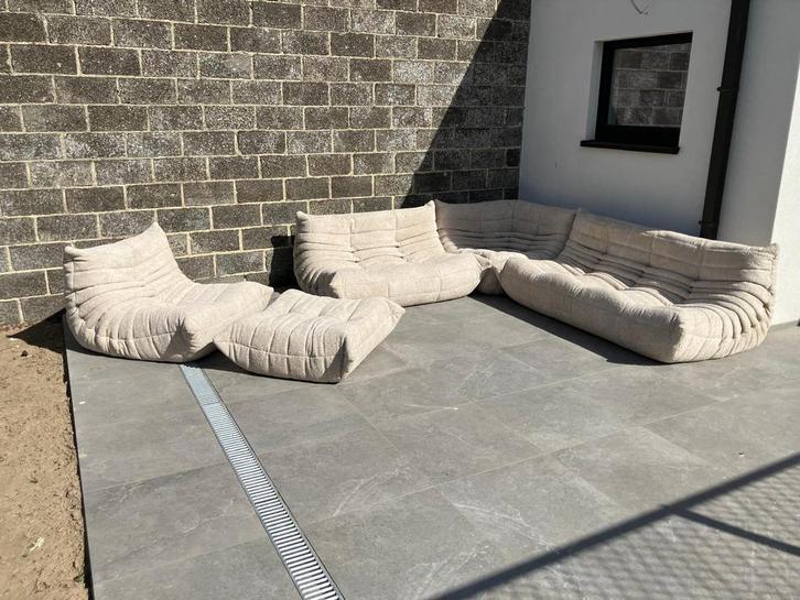 Ensemble de 5 pièces beige/écru bouclé en parfait état !, Maison & Meubles, Canapés | Coins salons complets, Tissus, Enlèvement ou Envoi