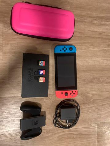 Nintendo switch + 3 games + accessoires beschikbaar voor biedingen