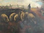 Herder met kudde schapen, Antiek en Kunst, Ophalen
