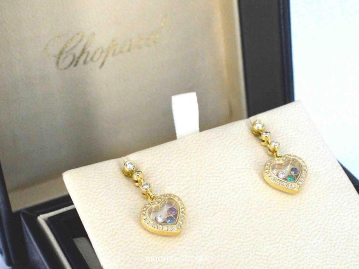 Chopard - Happy Diamonds Heart, Handtassen en Accessoires, Oorbellen, Zo goed als nieuw, Hangers, Goud, Goud, Met edelsteen, Ophalen