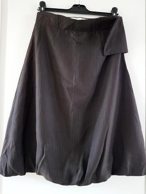 SARAH PACINI - Jolie jupe brune lignée - T.2, Kleding | Dames, Rokken, Gedragen, Maat 38/40 (M), Bruin, Ophalen of Verzenden