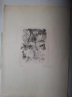 Mooie ets Wilfried Pas met een abstracte compositie 1976, Ophalen of Verzenden
