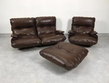 Ligne Roset Marsala sofa set in brown leather