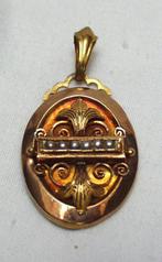 Pendentif or perles flamandes., Bijoux, Sacs & Beauté, Bijoux anciens, Pendentif, Or, Enlèvement ou Envoi