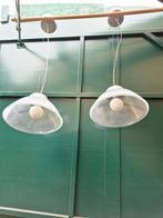2x Industriële Ronde Hanglampen 120W, Huis en Inrichting, Ophalen, Zo goed als nieuw, Glas, 75 cm of meer