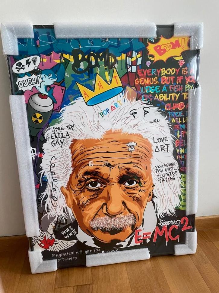 Moderne ingelijste afbeelding, glas in aluminum, Antiek en Kunst, Kunst | Schilderijen | Modern, Ophalen