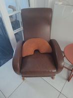 Bruine vintage kunstlederen relaxzetel, Ophalen, Gebruikt, Overige materialen