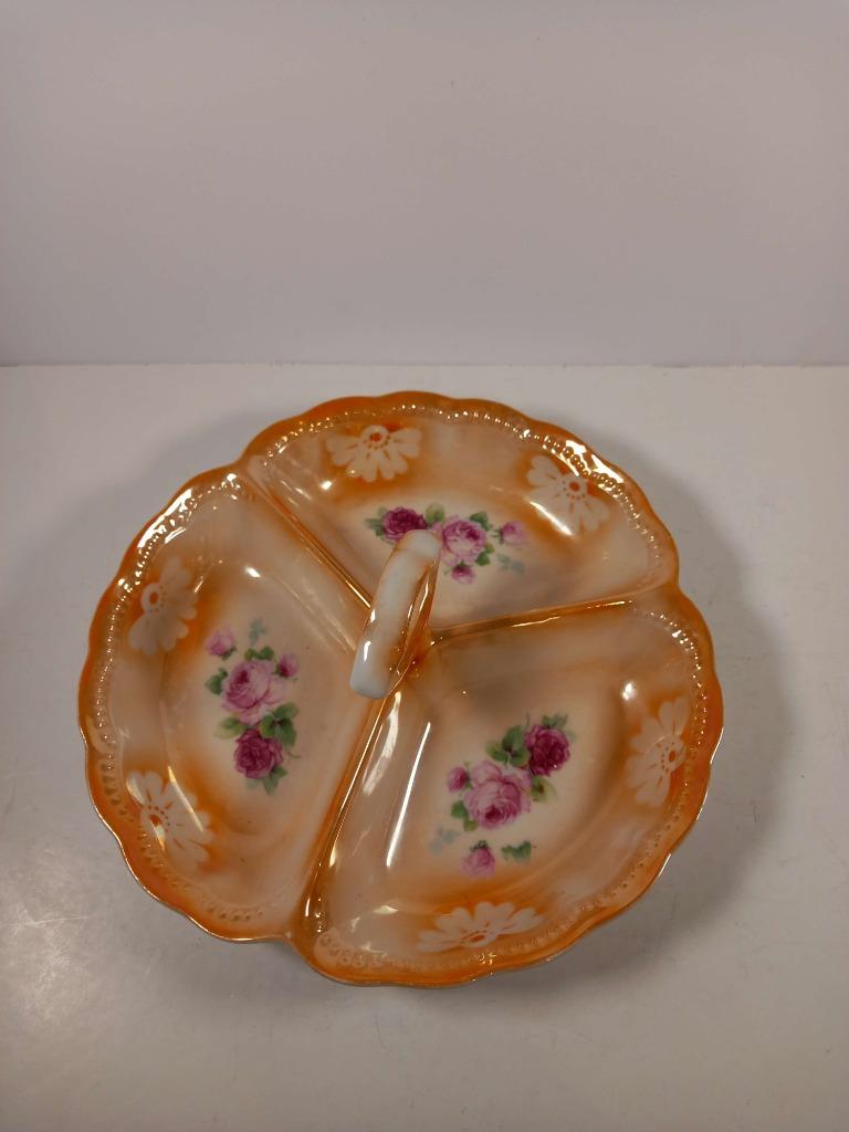 Joli plateau avec poignée centrale à apéritif orange, Enlèvement ou Envoi, Comme neuf, Rond, Autres matériaux