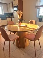 Ronde eettafel en 4 stoelen - 1,5j oud!, Huis en Inrichting, Tafels | Eettafels, Ophalen, Zo goed als nieuw