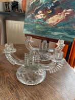 Vintage tweearmige glazen kandelaar/ koppel, Antiek en Kunst, Antiek | Glaswerk en Kristal, Ophalen