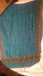 Grand foulard echarpe bleu motif 160cm x 60cm, Porté, Enlèvement ou Envoi