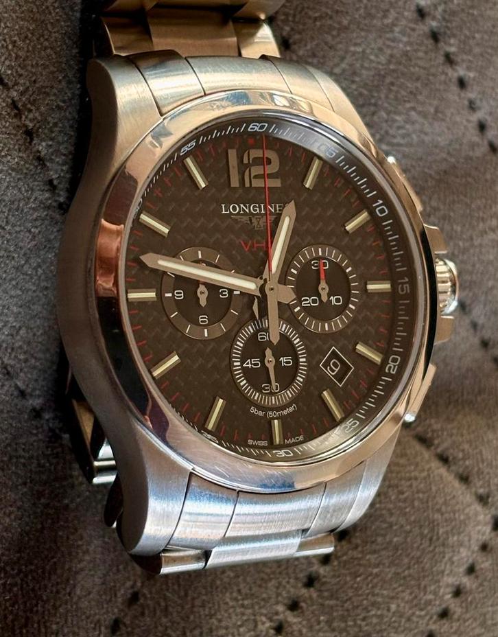 Longines Conquest Chrono VHP, Handtassen en Accessoires, Horloges | Heren, Gebruikt, Polshorloge, Overige merken, Staal, Staal