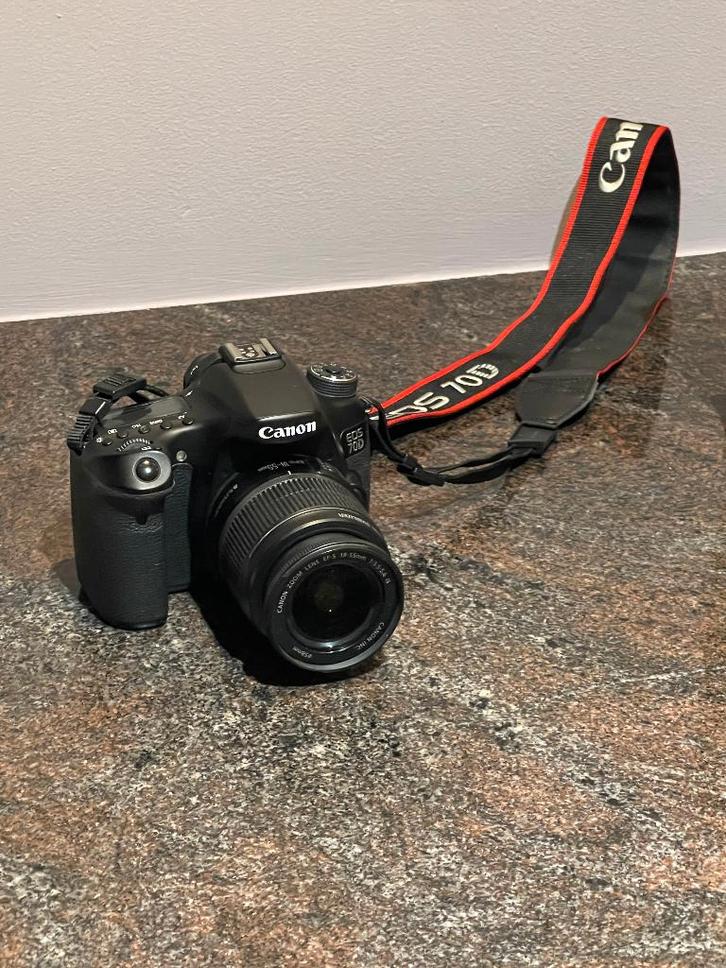 Canon EOS 70D + 18-55mm lens + (Röde) mic + SD-kaart 8GB, Audio, Tv en Foto, Fotocamera's Digitaal, Zo goed als nieuw, Spiegelreflex