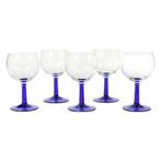 Arcoroc Wijnglazen Kobalt Blauwe Voet Frankrijk Jaren 80, Verzamelen, Glas en Drinkglazen, Ophalen of Verzenden, Gebruikt, Overige typen