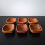 6 vintage snackschaaltjes teakhout Deens design, Enlèvement ou Envoi