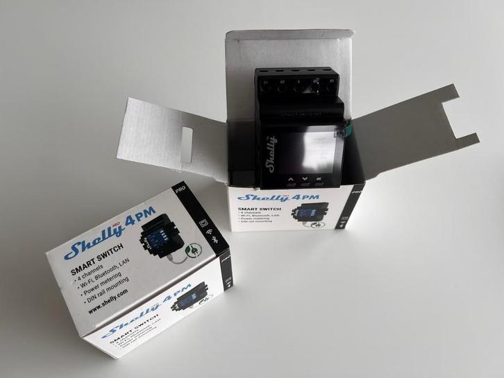 2 stuks Shelly Pro 4PM – 4‑kanaals slimme relais, Hobby en Vrije tijd, Elektronica-componenten, Nieuw, Ophalen of Verzenden