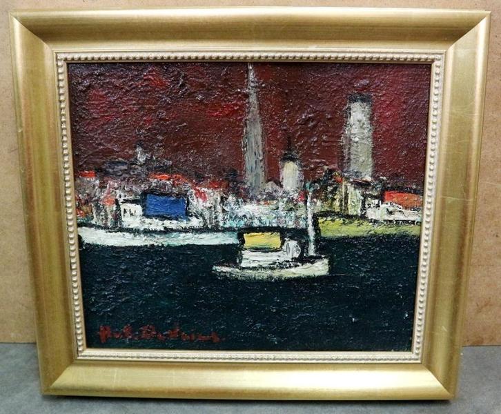 Hubert DE VRIES, zicht op de Schelde, Antiek en Kunst, Kunst | Schilderijen | Klassiek, Ophalen of Verzenden