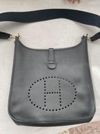 Sac en cuir noir style Hermès Evelyne, Ophalen of Verzenden, Zo goed als nieuw, Zwart, Leer