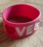 Rubberen Hello Kitty armband met goulleurige glitters in., Ophalen of Verzenden, Nieuw, Roze, Overige materialen