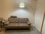 Lederen zetel taupe, Huis en Inrichting, Zetels | Zetels, Ophalen, Gebruikt, 150 tot 200 cm, Driepersoons