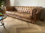 Engelse Cognac Lederen Chesterfield Bank 3 persoons 240cm, Huis en Inrichting, Gebruikt, Vintage, Driepersoons, Ophalen of Verzenden