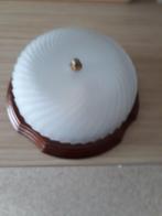 Ronde plafondlamp in hout met melkglas Nieuw, Ophalen, Nieuw, Glas