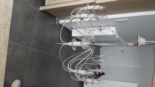 Luchter (12 armen) ovaal + bijpassende spaarlampen, Huis en Inrichting, Lampen | Kroonluchters, Zo goed als nieuw, Metaal, Ophalen