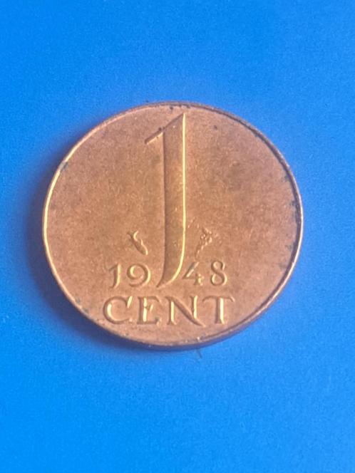 1948 cent in brons Wilhelmina in vrijwel FDC, Postzegels en Munten, Munten | Nederland, Losse munt, 1 cent, Koningin Wilhelmina