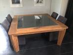 Grote unieke vierkante tafel, 150 tot 200 cm, 150 tot 200 cm, Zo goed als nieuw, Overige houtsoorten