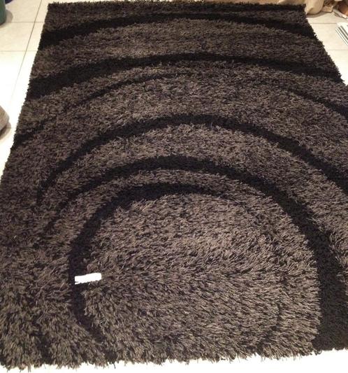 Nieuw hoogpolig tapijt handmade - 165x230cm, Maison & Meubles, Ameublement | Tapis & Moquettes, Neuf, Rectangulaire, Gris, Noir