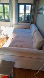 Grote lichtgrijze stoffen hoeksalon, Huis en Inrichting, Ophalen, Gebruikt, Overige maten, 300 cm of meer