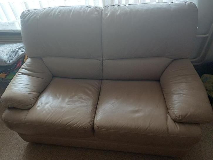 Zetel 2 zit leder, Huis en Inrichting, Zetels | Zetels, Gebruikt, Rechte bank, Tweepersoons, 150 tot 200 cm, Minder dan 75 cm