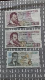 3 billet de 100 francs belges et 1 billet de 20 francs belge, Ophalen of Verzenden