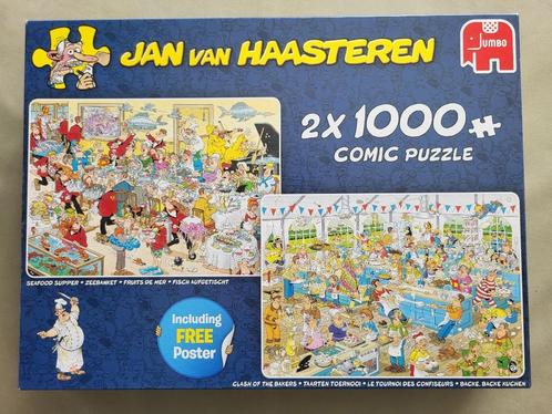 Puzzel Jan van Haasteren 2x 1000 Zeebanket + Taartentoernooi, Hobby & Loisirs créatifs, Sport cérébral & Puzzles, Comme neuf, Puzzle