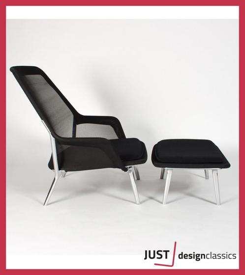 Vitra Slow Chair & Ottoman Zwart Tricot  (voorraad:2), Huis en Inrichting, Fauteuils, Zo goed als nieuw, Ophalen of Verzenden