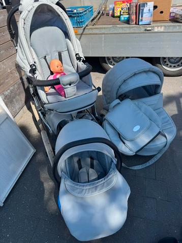 Luxe buggy 3 delig leder, Autres marques, Poussette combi, Avec nacelle, Comme neuf
