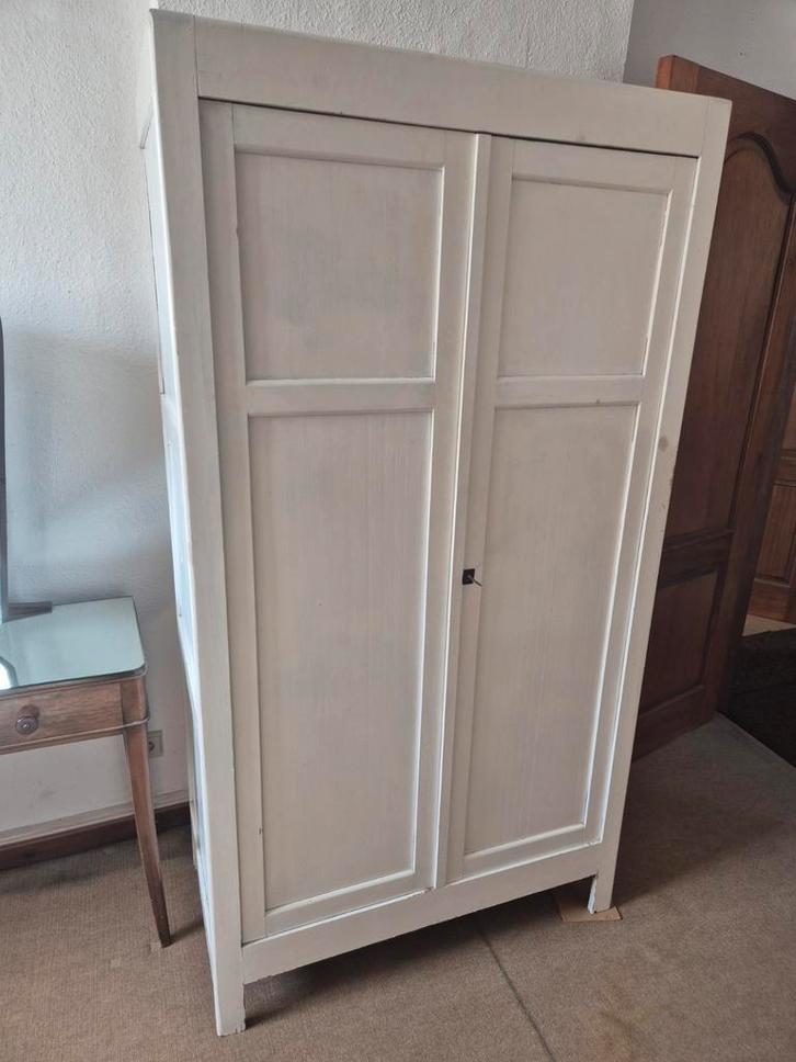 Vintage houten linnenkast / opbergkast – bloemenprint, Huis en Inrichting, Kasten | Kleerkasten, Ophalen