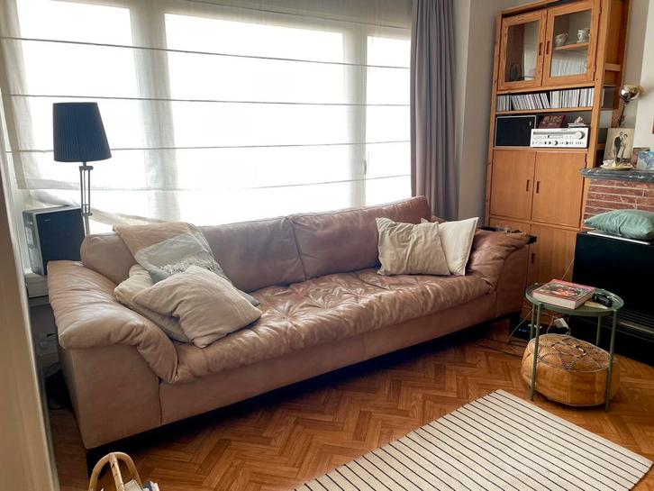 Retro leren zetel GRATIS moet weg 1 nov ophalen, Huis en Inrichting, Zetels | Complete zithoeken, Gebruikt, Leer, Ophalen