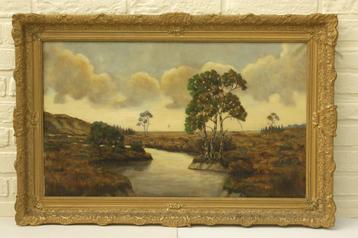 Schilderij +/- 1920 echt doek ingelijst 120x80 bieden va 125 beschikbaar voor biedingen