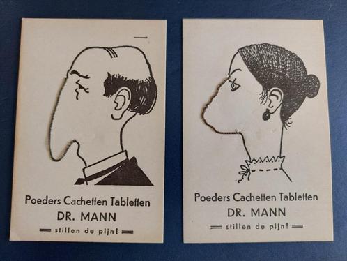 2 oude profiel reclamekaarten Dr. Mann poeders medicijn, Verzamelen, Merken en Reclamevoorwerpen, Zo goed als nieuw, Gebruiksvoorwerp