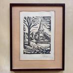 Kerkje houtsnede, Antiek en Kunst, Kunst | Etsen en Gravures, Ophalen of Verzenden