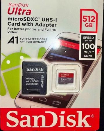 Sandisk 512gb Micro SD card beschikbaar voor biedingen