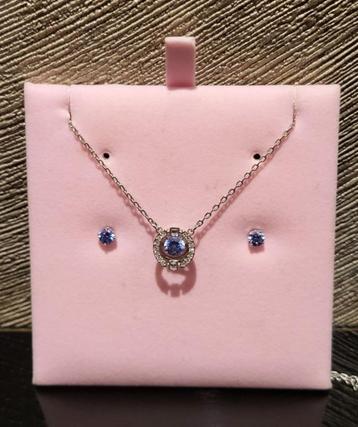 Swarovski set "Una": Oorbellen en Ketting, kristallen, blauw beschikbaar voor biedingen