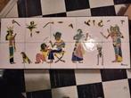 Kleine tafel met keramische straatstenen + smeedijzeren voet, Ophalen, Minder dan 50 cm, Gebruikt, 50 tot 100 cm